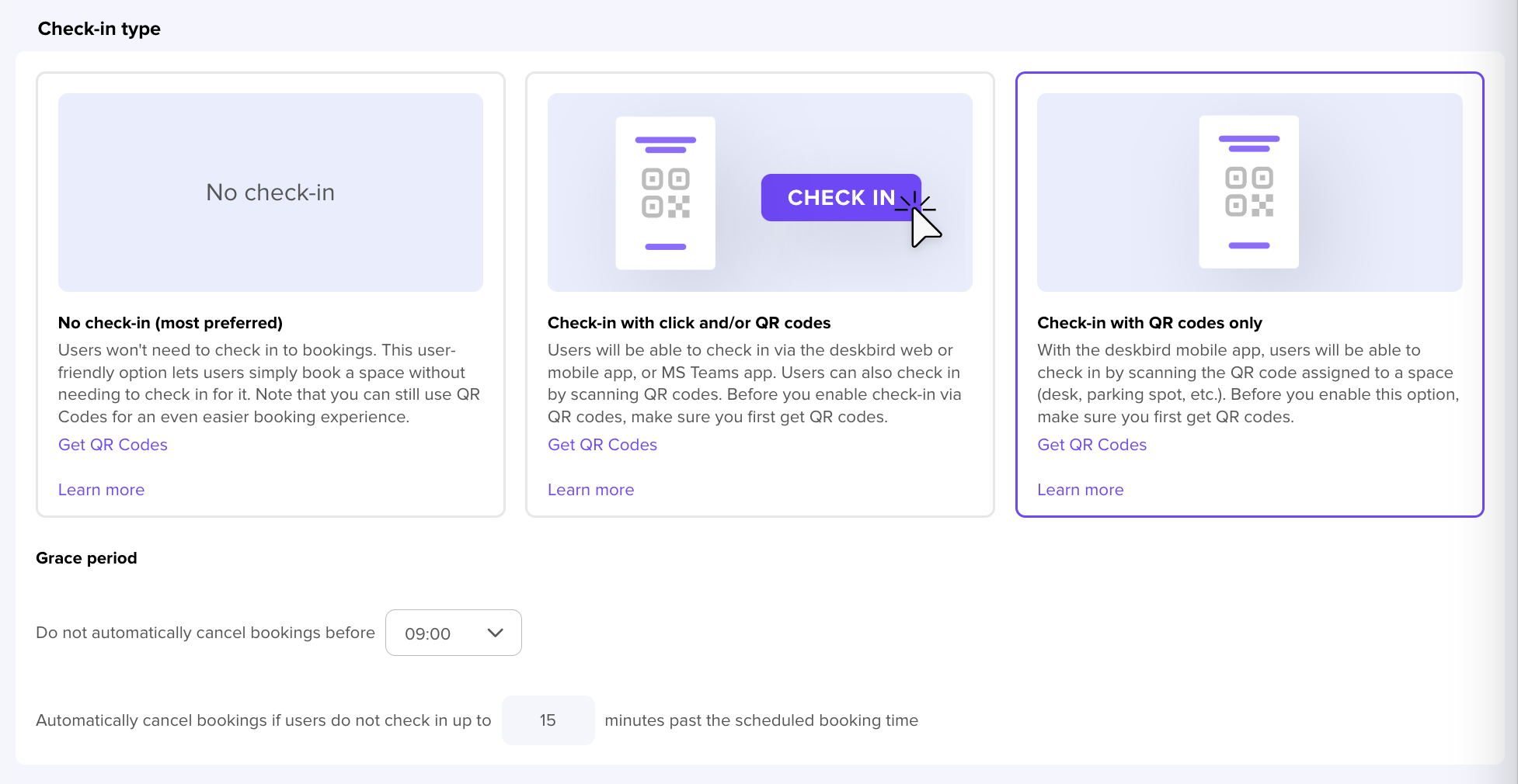 What are the check-in options? – deskbird