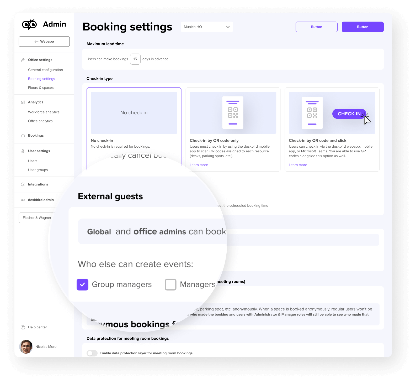 Permissions for guest booking